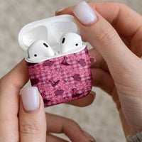 Pink Palaka Hawaii Cowboy AirPods Case Puakenikeni Lei Paniolo Papale Seamless Vibes - Polynesian Pride