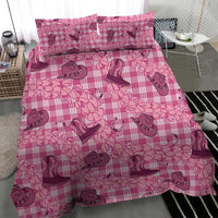 Pink Palaka Hawaii Cowboy Bedding Set Puakenikeni Lei Paniolo Papale Seamless Vibes - Polynesian Pride