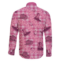 Pink Palaka Hawaii Cowboy Family Matching Off The Shoulder Long Sleeve Dress and Hawaiian Shirt Puakenikeni Lei Paniolo Papale Seamless Vibes - Polynesian Pride