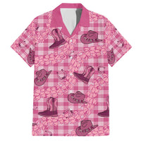 Pink Palaka Hawaii Cowboy Family Matching Off Shoulder Maxi Dress and Hawaiian Shirt Puakenikeni Lei Paniolo Papale Seamless Vibes - Polynesian Pride