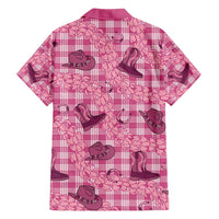 Pink Palaka Hawaii Cowboy Family Matching Off Shoulder Maxi Dress and Hawaiian Shirt Puakenikeni Lei Paniolo Papale Seamless Vibes - Polynesian Pride