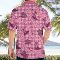 Pink Palaka Hawaii Cowboy Hawaiian Shirt Puakenikeni Lei Paniolo Papale Seamless Vibes - Polynesian Pride
