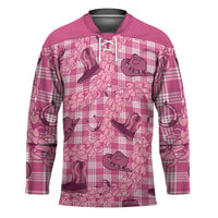 Pink Palaka Hawaii Cowboy Hockey Jersey Puakenikeni Lei Paniolo Papale Seamless Vibes LT14 Unisex Pink - Polynesian Pride