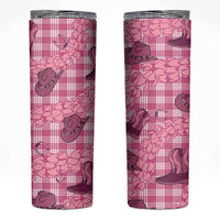 Pink Palaka Hawaii Cowboy Skinny Tumbler Puakenikeni Lei Paniolo Papale Seamless Vibes - Polynesian Pride