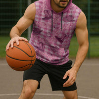 Pink Palaka Hawaii Cowboy Sleeveless Hoodie Puakenikeni Lei Paniolo Papale Seamless Vibes - Polynesian Pride