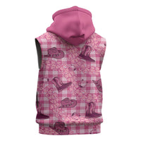 Pink Palaka Hawaii Cowboy Sleeveless Zip Hoodie Puakenikeni Lei Paniolo Papale Seamless Vibes LT14 - Polynesian Pride