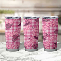 Pink Palaka Hawaii Cowboy Tumbler Cup Puakenikeni Lei Paniolo Papale Seamless Vibes - Polynesian Pride