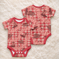 Red Palaka Hawaii Cowboy Baby Onesie Puakenikeni Lei Paniolo Papale Seamless Vibes