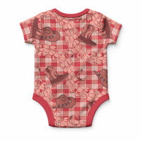 Red Palaka Hawaii Cowboy Baby Onesie Puakenikeni Lei Paniolo Papale Seamless Vibes