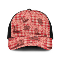 Red Palaka Hawaii Cowboy Baseball Net Cap Puakenikeni Lei Paniolo Papale Seamless Vibes - Polynesian Pride