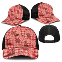Red Palaka Hawaii Cowboy Baseball Net Cap Puakenikeni Lei Paniolo Papale Seamless Vibes - Polynesian Pride