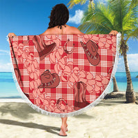 Red Palaka Hawaii Cowboy Beach Blanket Puakenikeni Lei Paniolo Papale Seamless Vibes - Polynesian Pride