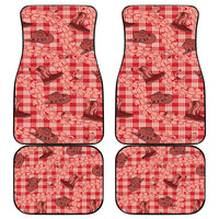 Red Palaka Hawaii Cowboy Car Mats Puakenikeni Lei Paniolo Papale Seamless Vibes - Polynesian Pride