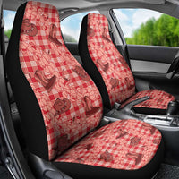 Red Palaka Hawaii Cowboy Car Seat Cover Puakenikeni Lei Paniolo Papale Seamless Vibes - Polynesian Pride
