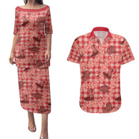 Red Palaka Hawaii Cowboy Couples Matching Puletasi and Hawaiian Shirt Puakenikeni Lei Paniolo Papale Seamless Vibes - Polynesian Pride