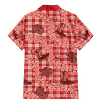 Red Palaka Hawaii Cowboy Family Matching Mermaid Dress and Hawaiian Shirt Puakenikeni Lei Paniolo Papale Seamless Vibes LT14 - Polynesian Pride