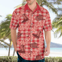 Red Palaka Hawaii Cowboy Hawaiian Shirt Puakenikeni Lei Paniolo Papale Seamless Vibes - Polynesian Pride