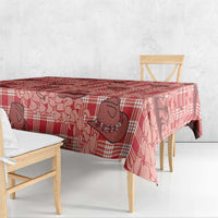 Red Palaka Hawaii Cowboy Tablecloth Puakenikeni Lei Paniolo Papale Seamless Vibes - Polynesian Pride
