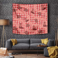 Red Palaka Hawaii Cowboy Tapestry Puakenikeni Lei Paniolo Papale Seamless Vibes - Polynesian Pride