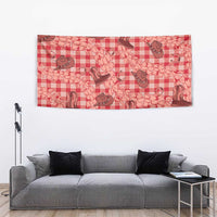 Red Palaka Hawaii Cowboy Tapestry Puakenikeni Lei Paniolo Papale Seamless Vibes - Polynesian Pride