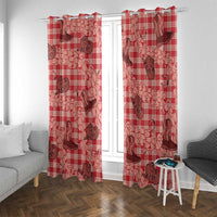 Red Palaka Hawaii Cowboy Window Curtain Puakenikeni Lei Paniolo Papale Seamless Vibes - Polynesian Pride