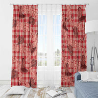 Red Palaka Hawaii Cowboy Window Curtain Puakenikeni Lei Paniolo Papale Seamless Vibes - Polynesian Pride