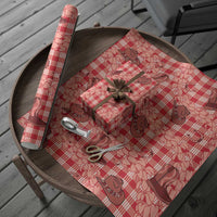 Red Palaka Hawaii Cowboy Wrapping Paper Puakenikeni Lei Paniolo Papale Seamless Vibes - Polynesian Pride