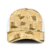 Yellow Palaka Hawaii Cowboy Baseball Net Cap Puakenikeni Lei Paniolo Papale Seamless Vibes - Polynesian Pride