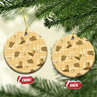 Yellow Palaka Hawaii Cowboy Ceramic Ornament Puakenikeni Lei Paniolo Papale Seamless Vibes - Polynesian Pride