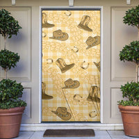 Yellow Palaka Hawaii Cowboy Door Cover Puakenikeni Lei Paniolo Papale Seamless Vibes - Polynesian Pride