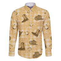 Yellow Palaka Hawaii Cowboy Family Matching Long Sleeve Bodycon Dress and Hawaiian Shirt Puakenikeni Lei Paniolo Papale Seamless Vibes LT14 Dad's Shirt - Long Sleeve Yellow - Polynesian Pride