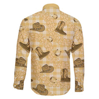 Yellow Palaka Hawaii Cowboy Family Matching Off Shoulder Maxi Dress and Hawaiian Shirt Puakenikeni Lei Paniolo Papale Seamless Vibes - Polynesian Pride