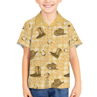 Yellow Palaka Hawaii Cowboy Family Matching Off Shoulder Maxi Dress and Hawaiian Shirt Puakenikeni Lei Paniolo Papale Seamless Vibes - Polynesian Pride