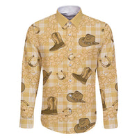 Yellow Palaka Hawaii Cowboy Family Matching Short Sleeve Bodycon Dress and Hawaiian Shirt Puakenikeni Lei Paniolo Papale Seamless Vibes LT14 Dad's Shirt - Long Sleeve Yellow - Polynesian Pride