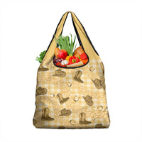 Yellow Palaka Hawaii Cowboy Grocery Bag Puakenikeni Lei Paniolo Papale Seamless Vibes - Polynesian Pride