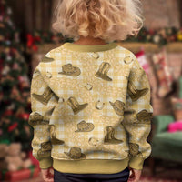 Yellow Palaka Hawaii Cowboy Kid Ugly Christmas Sweater Puakenikeni Lei Paniolo Papale Seamless Vibes LT14 - Polynesian Pride