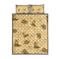 Yellow Palaka Hawaii Cowboy Quilt Bed Set Puakenikeni Lei Paniolo Papale Seamless Vibes - Polynesian Pride