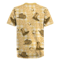 Yellow Palaka Hawaii Cowboy Rugby Jersey Puakenikeni Lei Paniolo Papale Seamless Vibes - Polynesian Pride