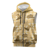 Yellow Palaka Hawaii Cowboy Sleeveless Zip Hoodie Puakenikeni Lei Paniolo Papale Seamless Vibes LT14 Yellow - Polynesian Pride