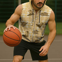 Yellow Palaka Hawaii Cowboy Sleeveless Zip Hoodie Puakenikeni Lei Paniolo Papale Seamless Vibes LT14 - Polynesian Pride