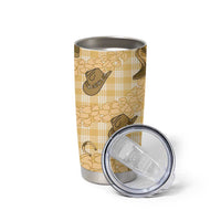 Yellow Palaka Hawaii Cowboy Tumbler Cup Puakenikeni Lei Paniolo Papale Seamless Vibes - Polynesian Pride