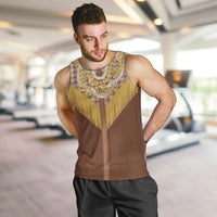 Aloha Hawaii Cowboy Custome Men Tank Top Puakenikeni Lei Palaka Tassel Style - Polynesian Pride