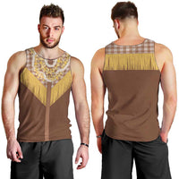 Aloha Hawaii Cowboy Custome Men Tank Top Puakenikeni Lei Palaka Tassel Style - Polynesian Pride