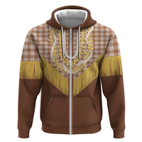 Aloha Hawaii Cowboy Custome Zip Hoodie Puakenikeni Lei Palaka Tassel Style - Polynesian Pride