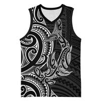New Zealand Hammerhead Shark Basketball Jersey Maori Haehae Mangopare Black - Polynesian Pride