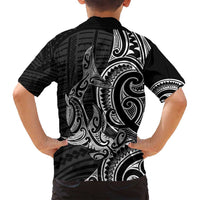 New Zealand Hammerhead Shark Family Matching Puletasi and Hawaiian Shirt Maori Haehae Mangopare Black - Polynesian Pride