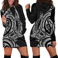 New Zealand Hammerhead Shark Hoodie Dress Maori Haehae Mangopare Black - Polynesian Pride