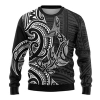 New Zealand Hammerhead Shark Ugly Christmas Sweater Maori Haehae Mangopare Black - Polynesian Pride