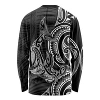 New Zealand Hammerhead Shark Long Sleeve Shirt Maori Haehae Mangopare Black - Polynesian Pride