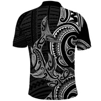 New Zealand Hammerhead Shark Polo Shirt Maori Haehae Mangopare Black - Polynesian Pride